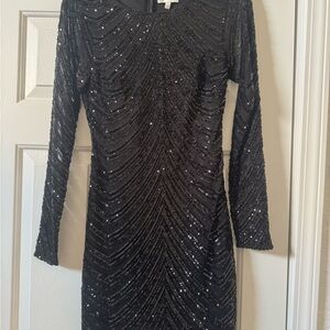 GB Girls Black and Silver Sequin Sheath Dress